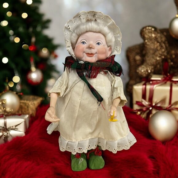 Vintage 1989 Department 56 Goodnight Mistleberry Mrs.‎ Claus Porcelain Doll - Picture 1 of 9